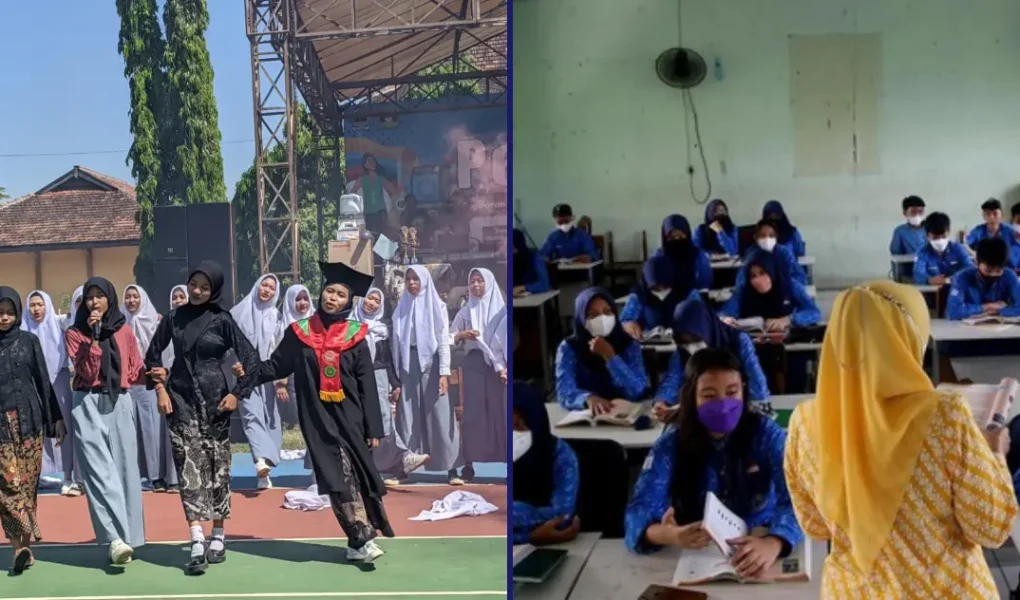 Siswa SMAN 1 Welahan berpartisipasi dalam kegiatan sekolah di lapangan, mencerminkan semangat sekolah unggul yang menumbuhkan prestasi dan karakter.